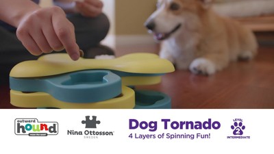 Blue and Yellow Interactive Dog Treat Dispenser Puzzle Toy