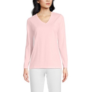 Lands' End Women's Relaxed Supima Cotton Long Sleeve V-Neck T-Shirt - 1 of 4