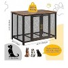 Brown Large Dog Crate Furniture Flip Top Kennel with 2 Doors Latches Heavy Duty Metal Cage End Table Farmhouse Style for Medium & Large Dogs Brown - 3 of 4