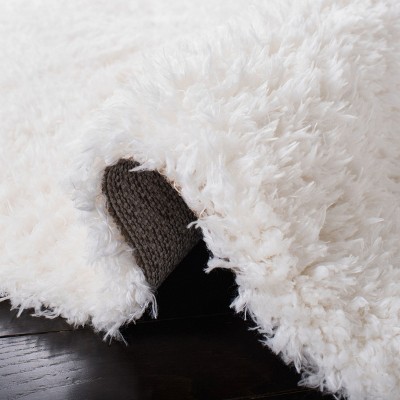 Ivory Tufted Square Shag Rug with Easy Care