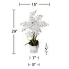 Dahlia Studios Potted Faux Artificial Flowers Realistic White Phalaenopsis in Ceramic Pot with Round Riser for Home Decor 29" High - 4 of 4
