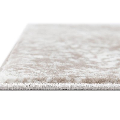 Beige and Brown Synthetic Low Pile Bohemian Area Rug