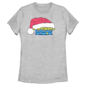 Womens Toy Story Christmas Aliens Santa Hat T Shirt - 1 of 4