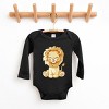 The Juniper Shop Watercolor Lion Long Sleeve Bodysuit - NB - Black - 2 of 4