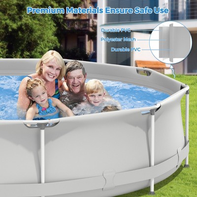 Gray Round Above Ground Swimming Pool with Iron Frame and Pool Cover