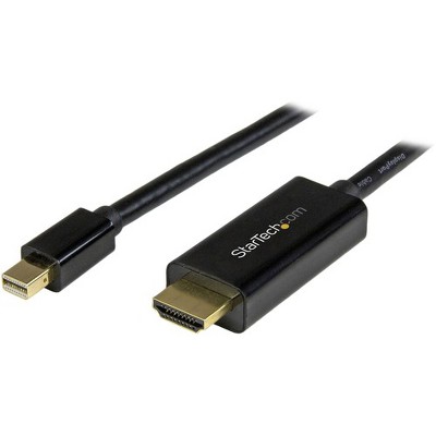 StarTech.com Mini DisplayPort to HDMI Adapter Cable - mDP to HDMI Adapter with Built-in Cable - Black - 3 m (10 ft.) - Ultra HD 4K 30Hz (MDP2HDMM3MB)