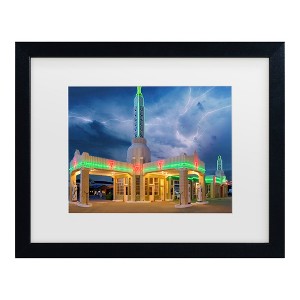 Trademark Fine Art - Mike Jones Photo Rt 66 Shamrock Texas Conoco Lightning Matted Framed Art - 1 of 4