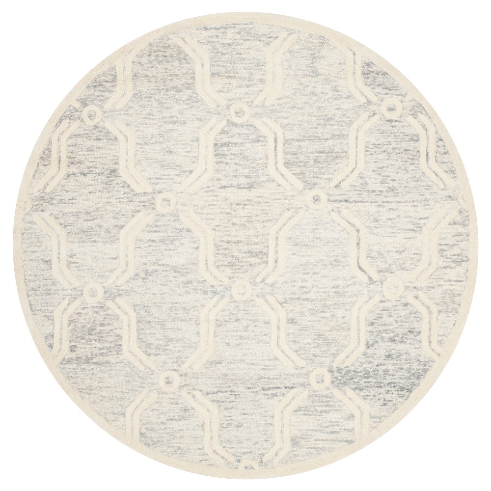 Light Gray/Ivory Abstract Tufted Round Area Rug - (6' Round) - Safavieh