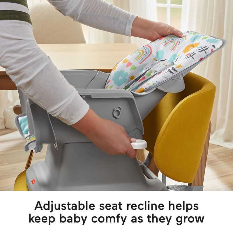 Fisher-Price SpaceSaver Simple Clean High Chair with Wraparound Deep-Dish Tray, Removable Tray Liner, 3 Recline Positions for Toddlers, Gray/White, 5 of 7