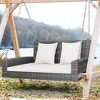 Costway 2-Person Patio PE Wicker Hanging Porch Swing Bench Chair with Cushion - 2 of 4
