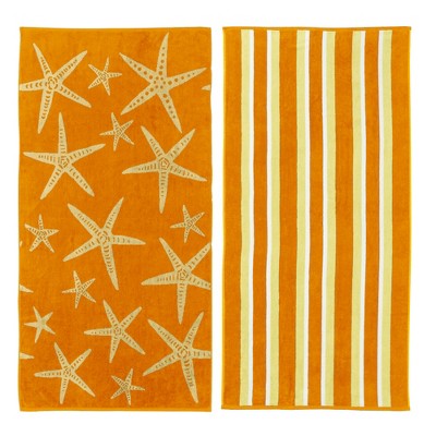 Great Bay Home 2 Pack Jacquard Beach Towels