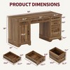 GOCAPTAIN 58 in Farmhouse Home Office Executive Desk, Wooden Writing Desk with 5 Drawers & Cabinet, Rustic Computer Table for Living Room Study - 3 of 4