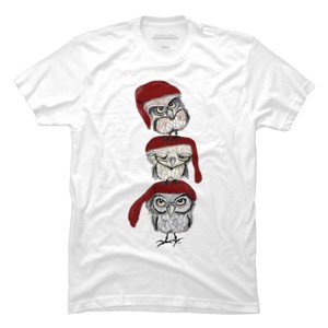 Men's Design By Humans Christmas Owls By msmart T-Shirt - 1 of 4