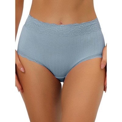 Allegra K Women's High Waist Tummy Control Comfortable Lace Trim Ribbed  Briefs Light Blue Large : Target