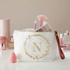 Glamlily Gold Initial N Personalized Makeup Bag for Women, Monogrammed Canvas Cosmetic Pouch (White, 10 x 3 x 6 In) - 4 of 4
