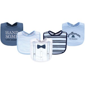 Little Treasure Baby Boy Cotton Bibs 5pk, Light Blue Suspenders, One Size - 1 of 1