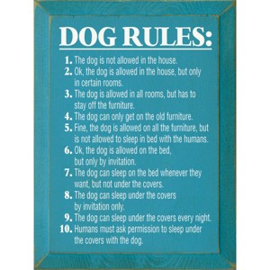 Slickblue Rustic Dog Lover Wall Decor – 10 Funny Dog Rules Sign – Pet Humor Wooden Accent – 9x12 inches, Color Options - 1 of 3