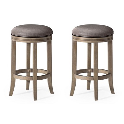 Maven Lane Eva Rotating Backless Kitchen Stool in Vegan Leather Upholstered Seat, Set of 2