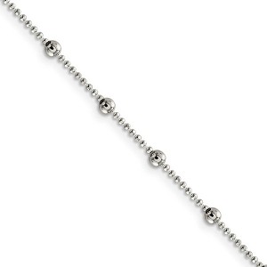 Black Bow Jewelry 1.15mm, Sterling Silver Diamond Cut Fancy Beaded Chain Necklace - 1 of 4