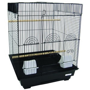 YML A5924 3/8 inches Bar Spacing Flat Top Small Bird Cage Black 18 inches x 18 inches - 1 of 1
