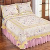 Collections Etc Felicity Multicolored Floral Diamond Ivory Quilt with Scalloped Edges and Navy Border - Microfiber Bedding - 2 of 3