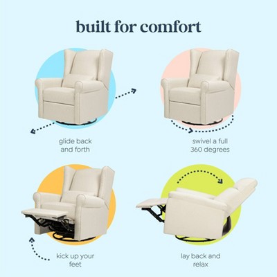 Natural Oat Swivel Recliner with Timeless Wingback Design