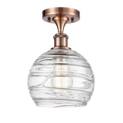 Athens Deco Swirl - 1 Light Semi-Flush Mount In Industrial Style-13 Inches Tall and 8 Inches Wide