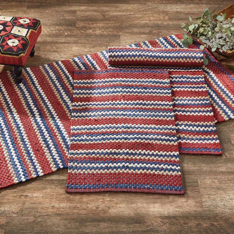 Park Designs Red and Blue Stripe Chindi Rag Runner Rug 2 ft x 6 ft, 2 of 4