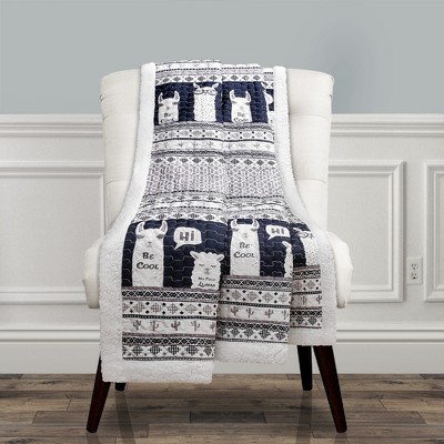 50"x60" Faux Shearling Llama Striped Throw Blanket - Lush Décor