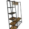 TiramisuBest Natural Oak Hall Tree: Multistorage Marvel with 1 Mirror and Adjustable Legs for Customized Functionality! - 4 of 4