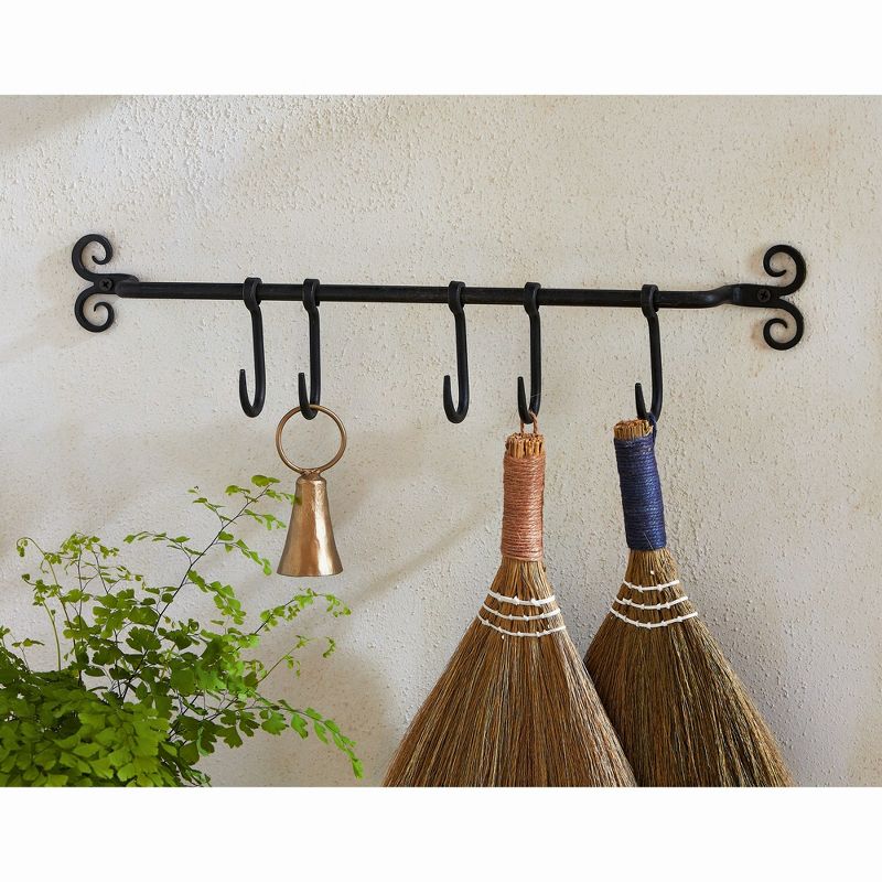 TAG Forged Iron Mounted Towel Rod with 5 Hooks, 18.5L x 2.5W x 2.0H inch., 1 of 3