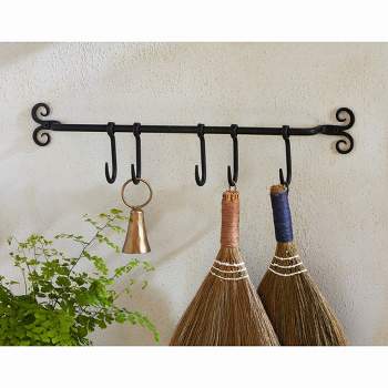 TAG Forged Iron Mounted Towel Rod with 5 Hooks, 18.5L x 2.5W x 2.0H inch.