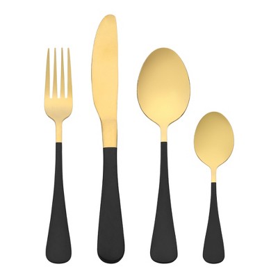 REGALWOVEN Stainless Steel Mirror Polished Flatware Set with Supporting Shelf Silverware Set 24 Pieces