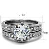 Slickblue Women’s Bridal Ring Set, Silver, 8mm Round CZ Center, Accent Stone Band, Polished Stainless Steel, Size 5-10 - 2 of 4