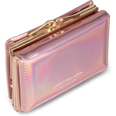 FATMOON Women’s Holographic Wallet - Compact Card Holder with Coin Pocket, 7 Slots & ID Window - Easy to Carry for Travel, Dating & Work