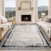 Washable Living Room Rug with Distressed Modern Border, Non-Slip, Soft Decorative Accent Carpet, Contemporary Minimalist Design for Bedroom Floor. - 2 of 4