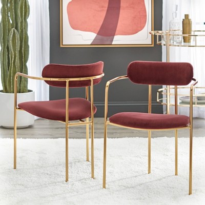 Buylateral Set of 2 Healey Retro Velvet Dining Armchairs