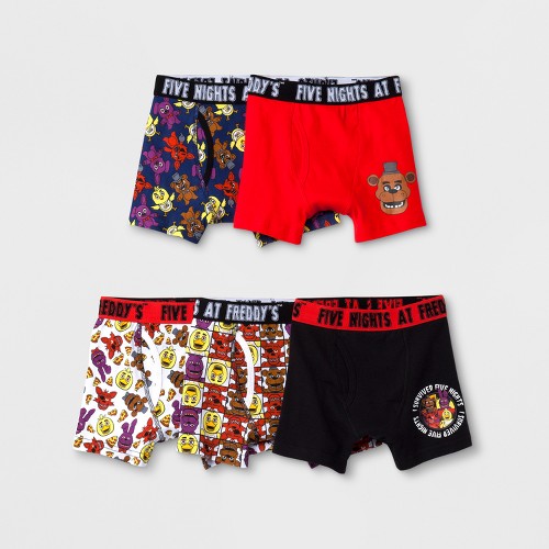 Five Nights At Freddy's 5-pack Of Boys' Character Boxer Briefs : Target