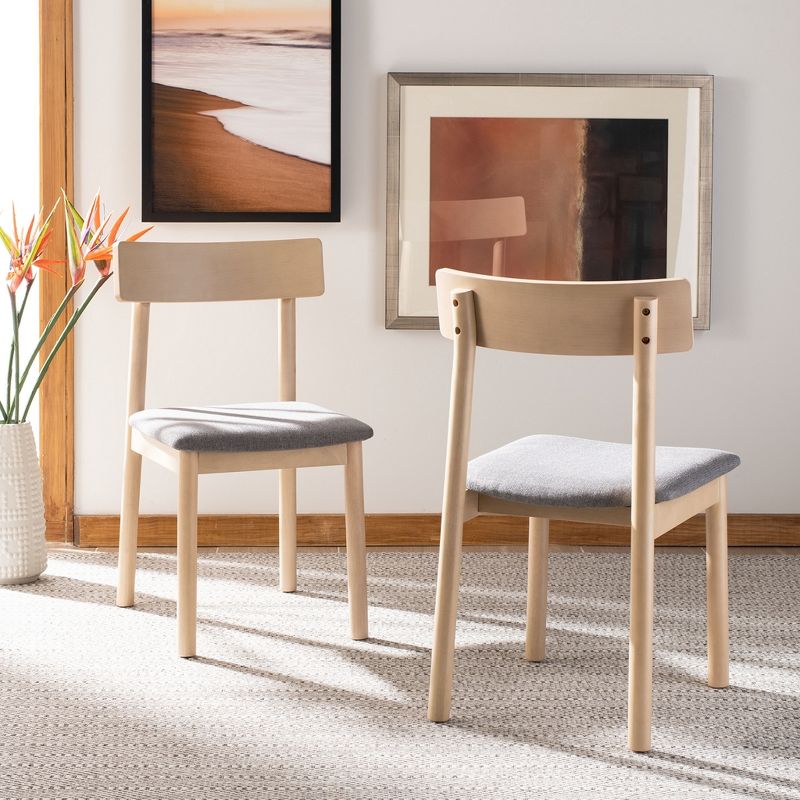 Lizette Retro Dining Chair (Set of 2) - White Oak/Grey Cushion - Safavieh., 4 of 10
