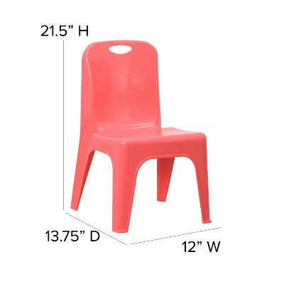 Red Plastic Stackable Preschool Chairs with Handle, Set of 2