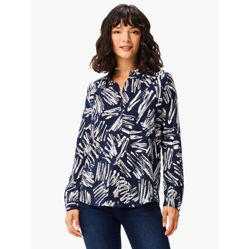 Nic + Zoe Women's Sweet Strokes Shirt - Indigo Multi, Pl : Target