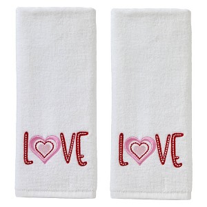 2pc Love Hand Towel Set - SKL Home: Midweight Cotton Velour, Machine Washable, 25"x16" Bath Essentials - 1 of 3