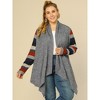 Agnes Orinda Women's Plus Size Christmas Asymmetric Colorblock Open Front Knit Cardigans - 4 of 4