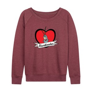 Women's - SpongeBob SquarePants - Heartbreaker Lightweight French Terry Wide Neck Long Sleeve Shirt - 1 of 4