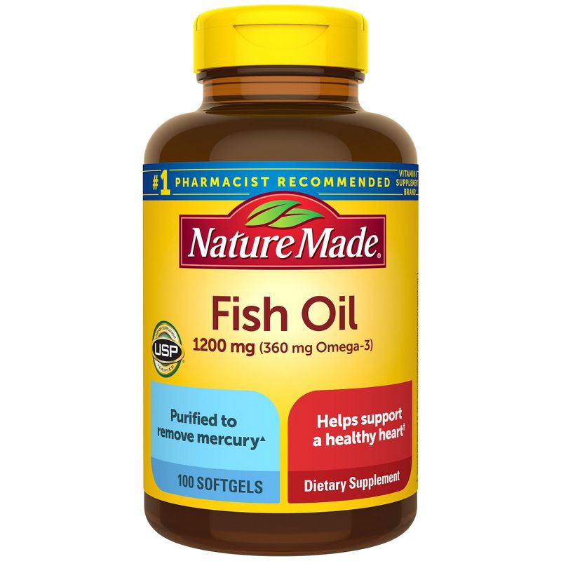 Nature Made Fish Oil Supplements 1200 mg Omega 3 Supplements for Healthy Heart Support Softgels, 1 of 14