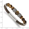 Chisel Stainless Steel Antiqued and Tiger's Eye Beads Brown Leather 8.5" Bracelet - 3 of 4
