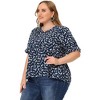 Agnes Orinda Women's Plus Size Floral Pleated V Neck Short Sleeve Tiered Babydoll Blouses - 3 of 4