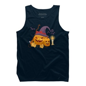 Men's Design By Humans Halloween Witch Pumpkins With Bats By VectorVillain Tank Top - 1 of 3