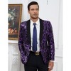 Clearlove Men's Sequin Blazer One Button Tuxedo Fashion Slim Fit Party Dinner Prom Shiny Suit Jacket,Black purple,M - 2 of 4