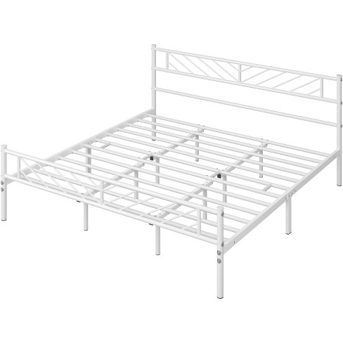 Yaheetech Metal King Size Platform Bed With Arrow Design Headboard And ...